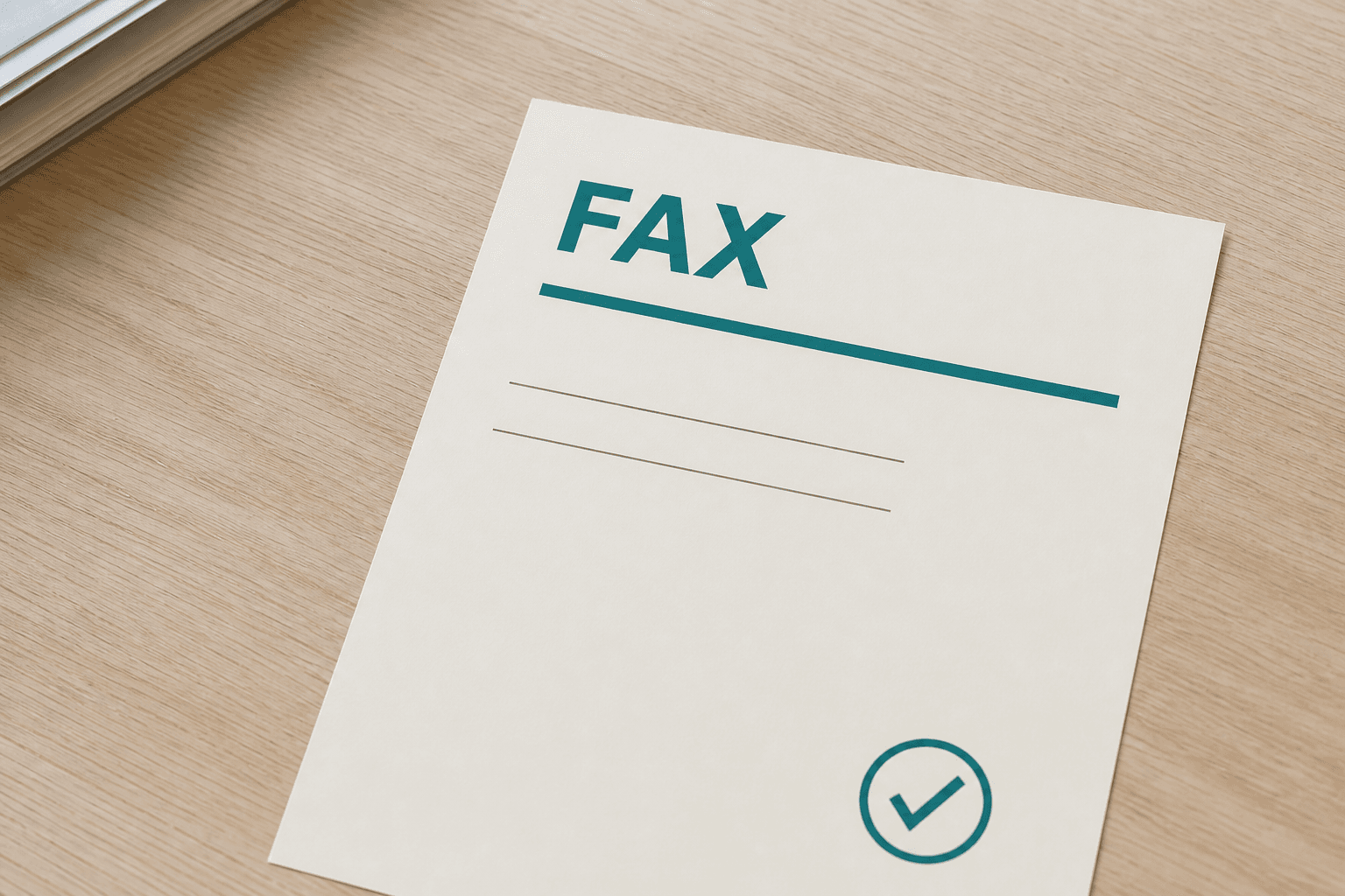 Cream fax cover sheet with a teal delivered stamp